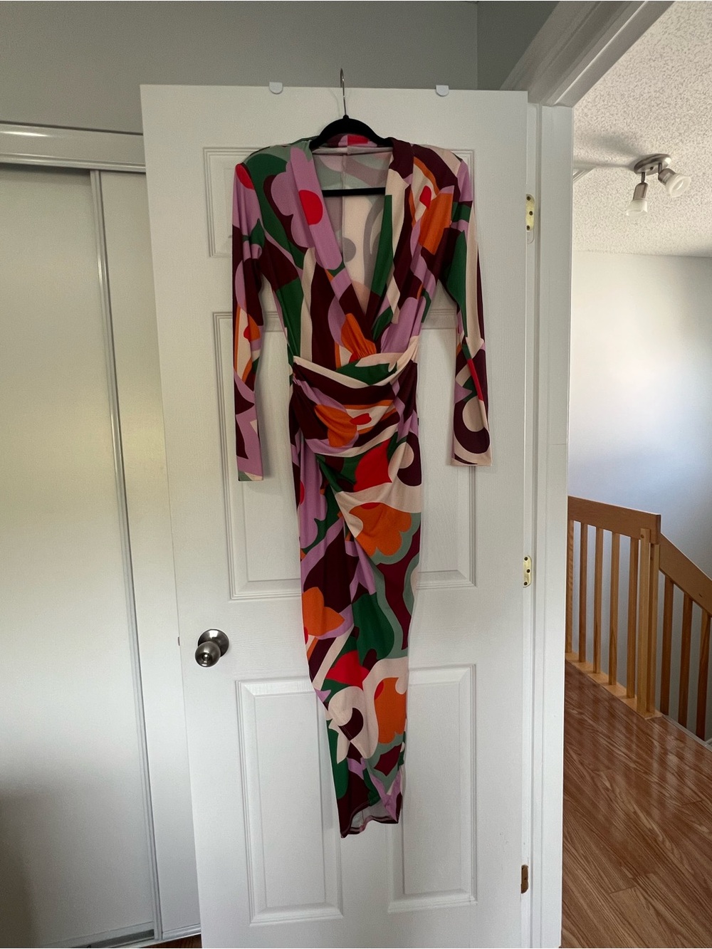 Zack Multicolor Abstract Wrap Maxi Dress